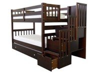 Bedz King Twin Over Twin Bunk Bed With Stairs
