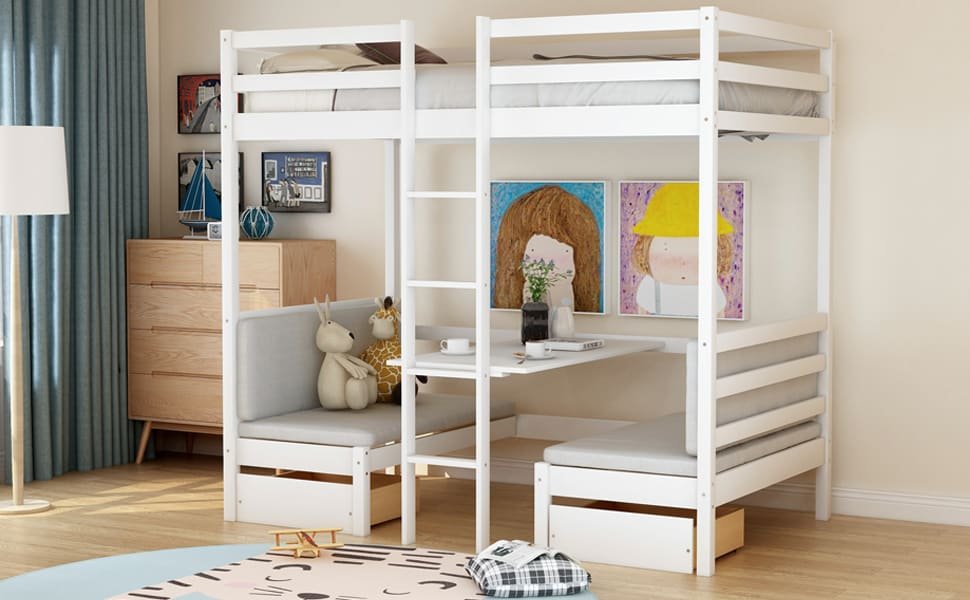 meritline loft bed with couch