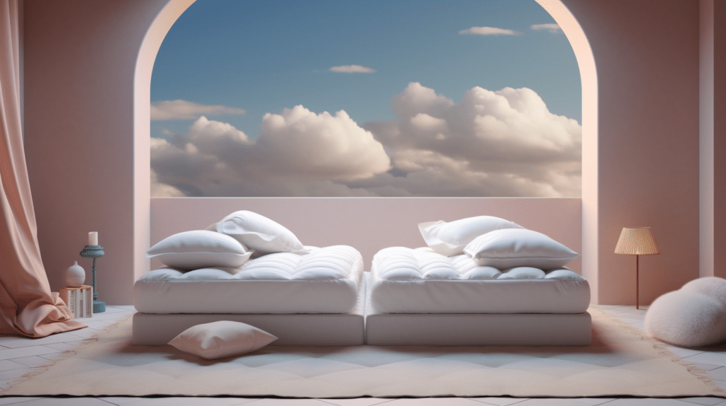 A plush and a firm mattress side by side