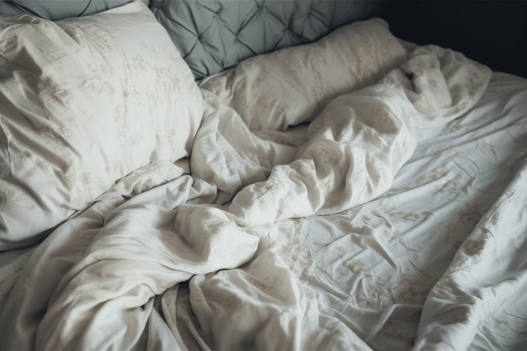 Dirty bed sheets
