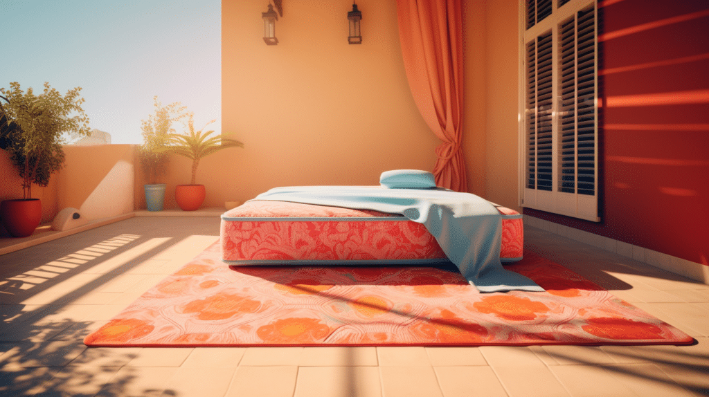 Mattress in sunlight